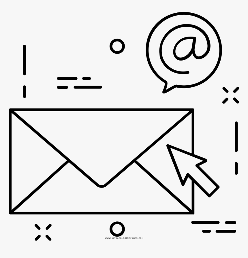 Email Marketing Coloring Page - Envelope Black And White, HD Png Download, Free Download