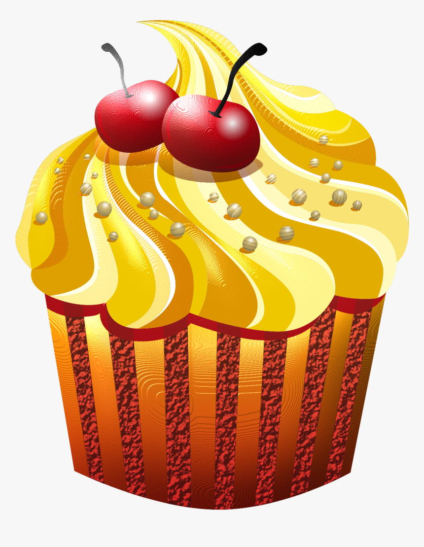 Transparent Cupcake Clip Art - Yellow Birthday Cupcake Clipart, HD Png Download, Free Download