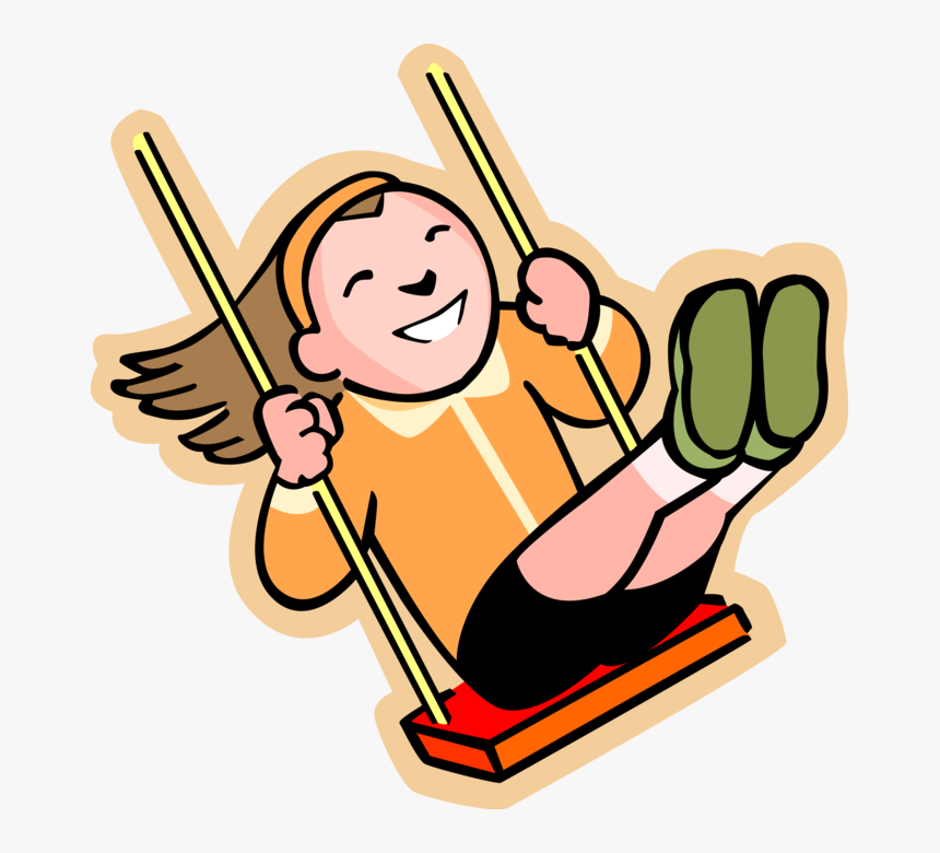 Girl Swings On Playground Swing - Clipart Swinging, HD Png Download, Free Download