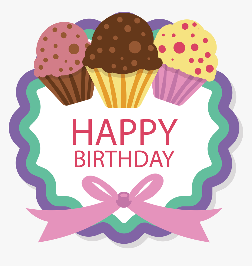 Cupcake Clipart Label - Happy Birthday Cup Label, HD Png Download, Free Download