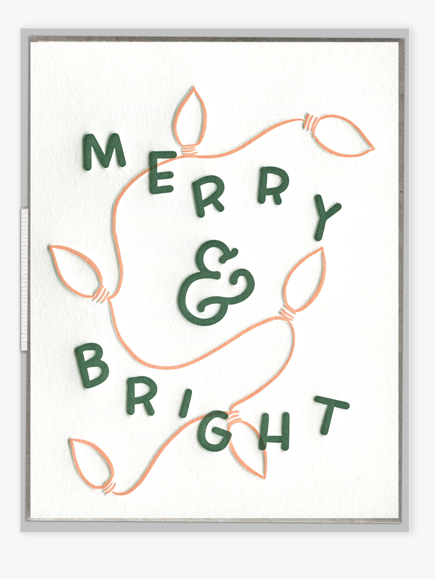 Merry & Bright Lights Letterpress Greeting Card With - Picture Frame, HD Png Download, Free Download