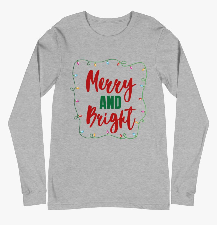 Merry And Bright Long Sleeve In Coin - Long-sleeved T-shirt, HD Png ...