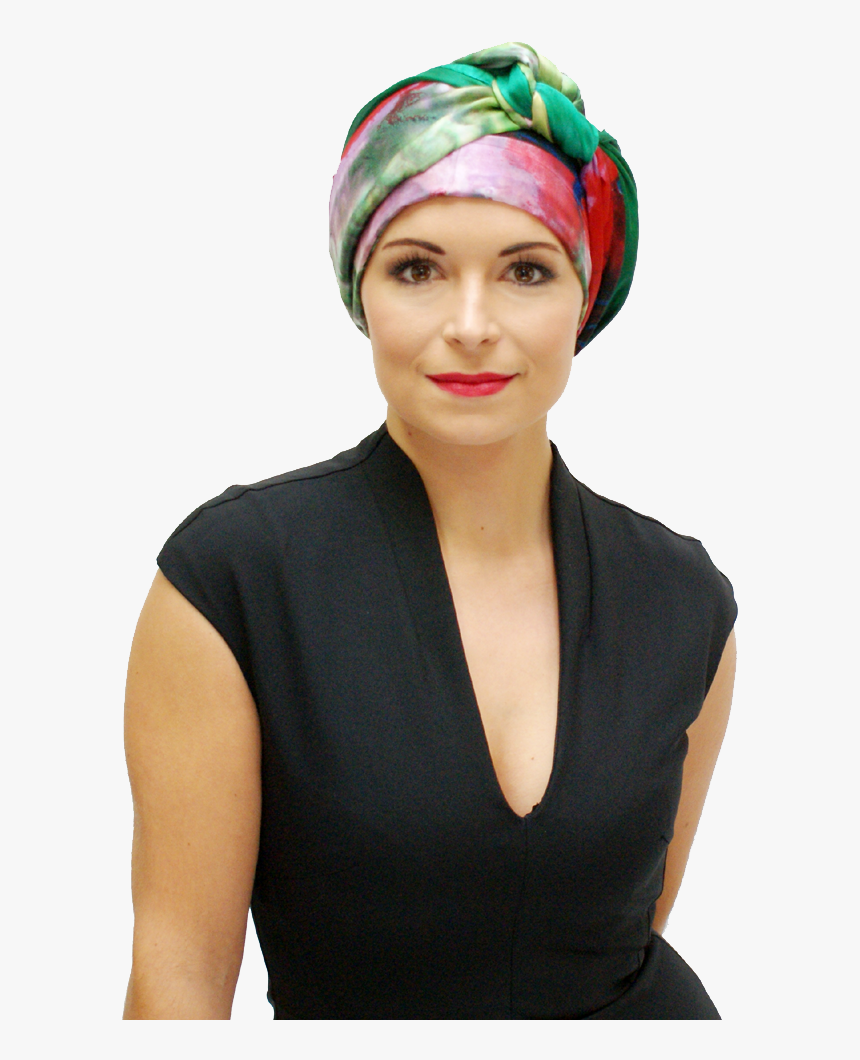 Silk Chemo Headscarf Worn As Turban For Hair Loss - Chemo Head Scarf, HD Png Download, Free Download