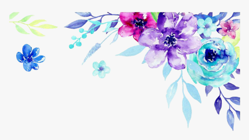 Transparent Floral Watercolor Png - Watercolor Flowers Corner Border, Png Download, Free Download