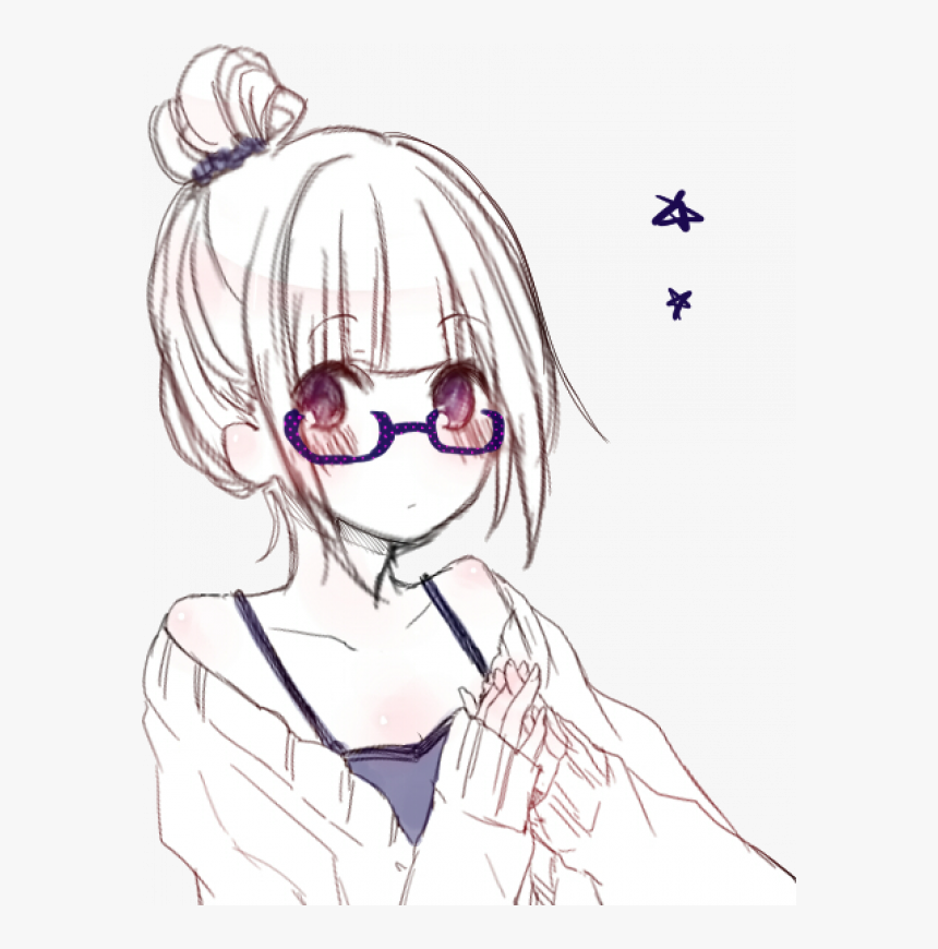 Anime Girl Sketch Glasses, HD Png Download, Free Download