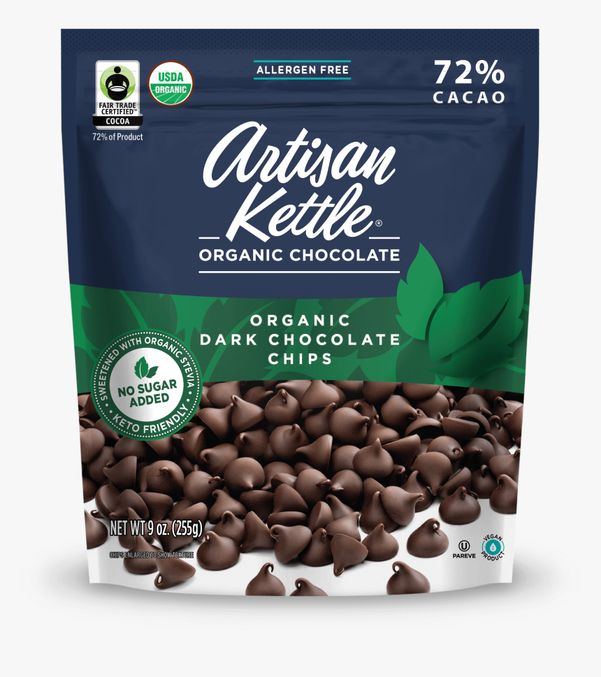 Organic No Sugar Added Dark Chocolate Chips, HD Png Download, Free Download