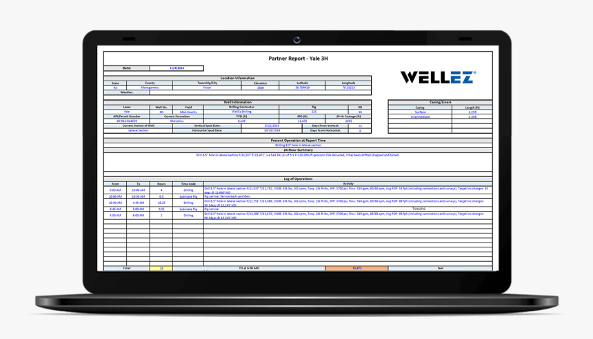 Wellez Reporting Software On A Laptop - Drilling Reporting Software, HD Png Download, Free Download