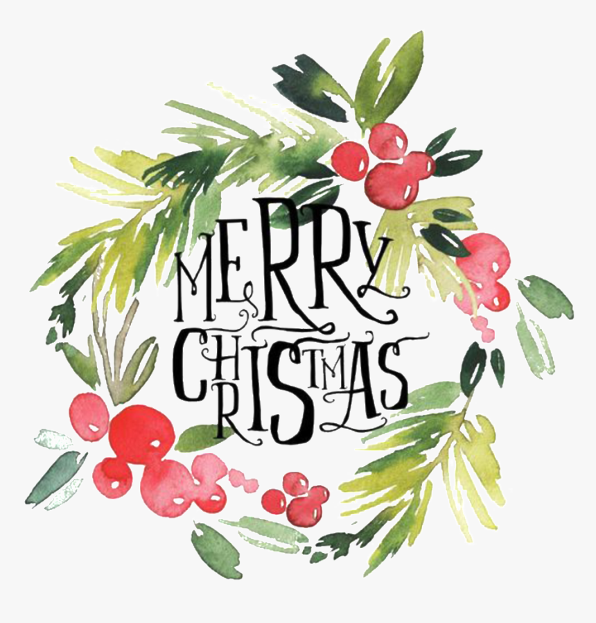 Southeast Asian Style Hand Drawn Garland Decorative - Watercolor Merry Christmas Wreath, HD Png Download, Free Download