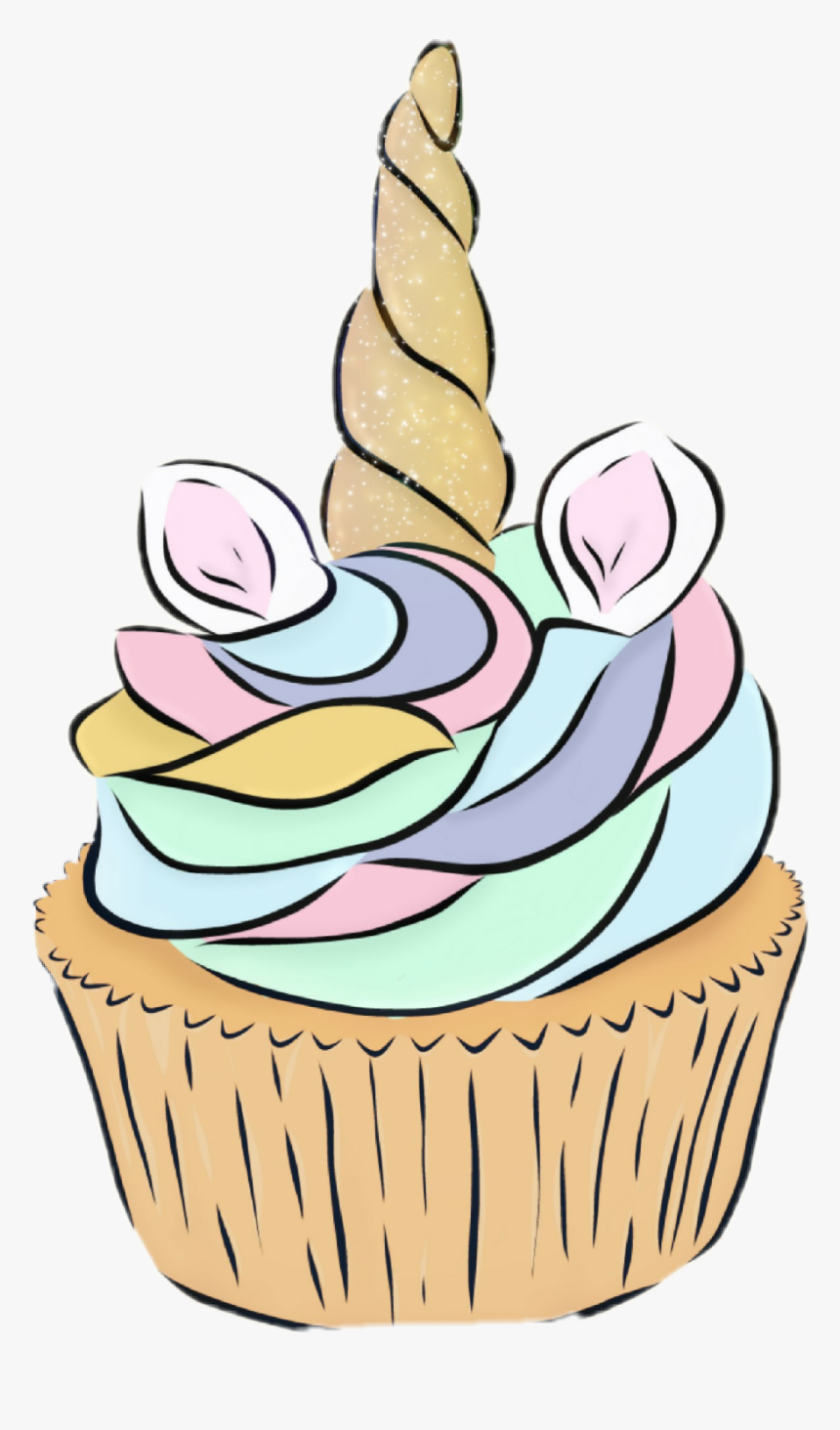 #muffin #tumblr #unicorn #scmuffin @laughinglucy - Unicorn Cupcake Drawing, HD Png Download, Free Download