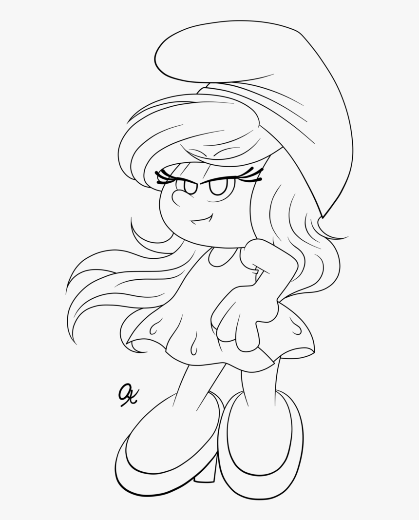 Clipart Black And White Download The Tlva Smurfette - Line Art, HD Png Download, Free Download