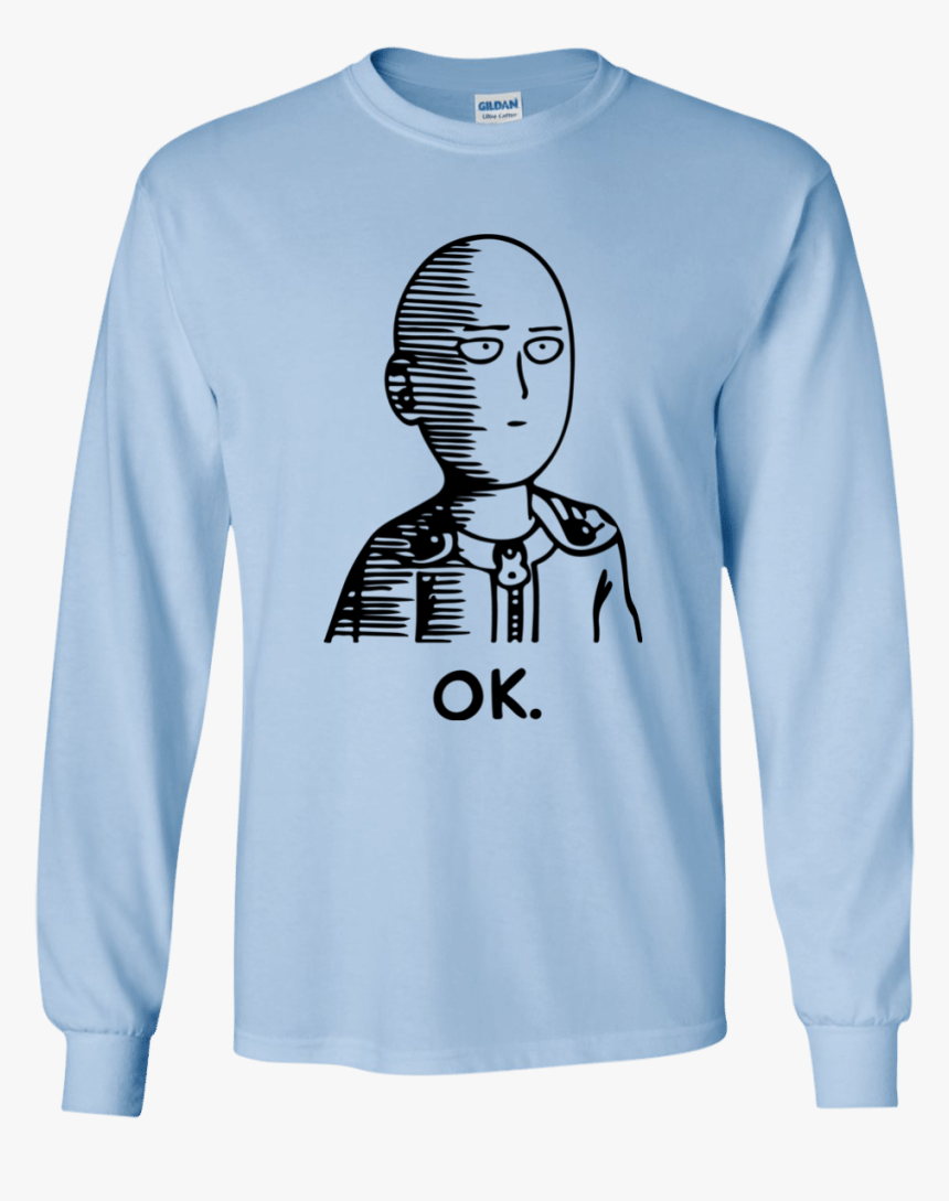 One Punch Man Saitama Ok Long Sleeve T Shirt - One Punch Man Okay T Shirt, HD Png Download, Free Download