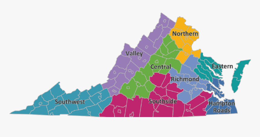 Regions Of Virginia Previously Defined By Weldon Cooper, HD Png Download, Free Download