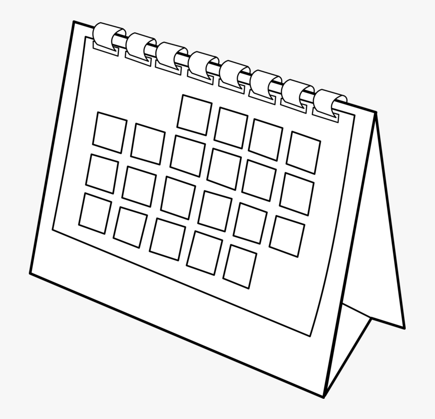 Calendar Date Computer Icons Time Download Calendar - Calendar Clipart Black And White, HD Png Download, Free Download