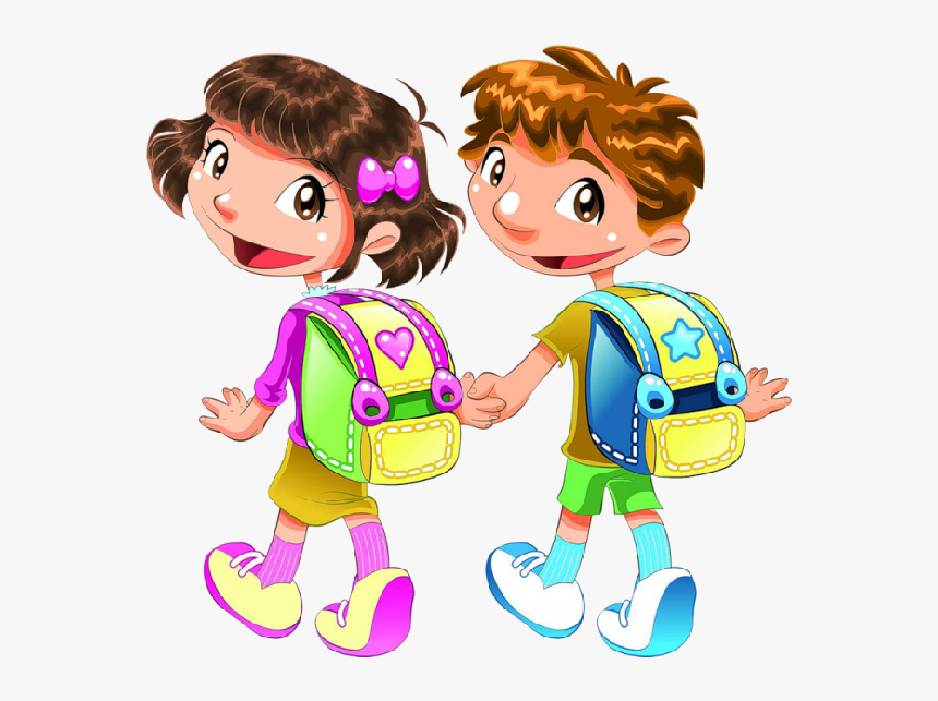 Cute Cartoon Funny School Children Clip Art Images - Cartoon Student With School Bag, HD Png Download, Free Download