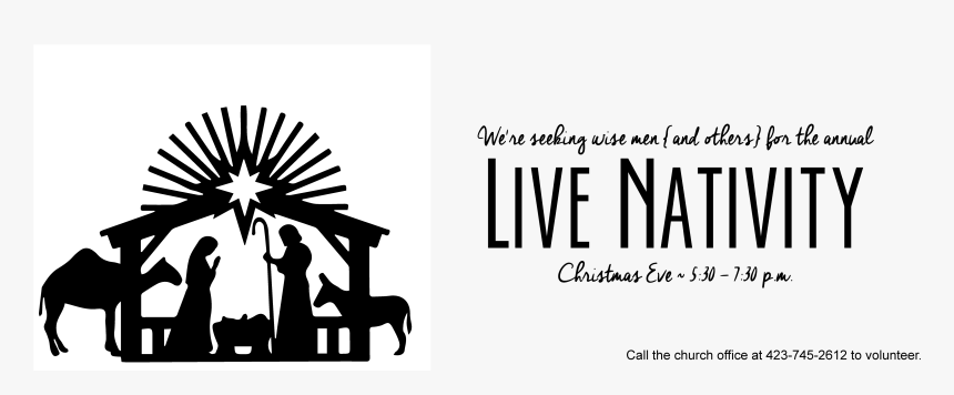 Live Nativity - Manger Scene Clipart Black And White, HD Png Download, Free Download
