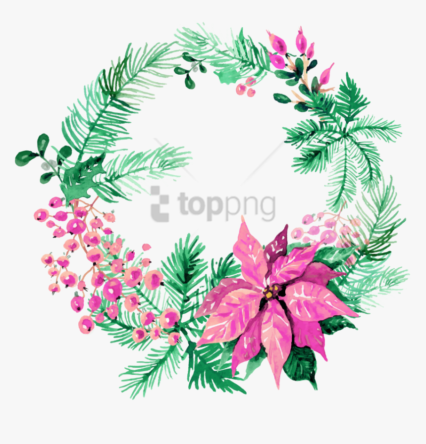 Free Png Download Watercolor Christmas Wreath Png Images - Free Christmas Watercolor Clipart, Transparent Png, Free Download