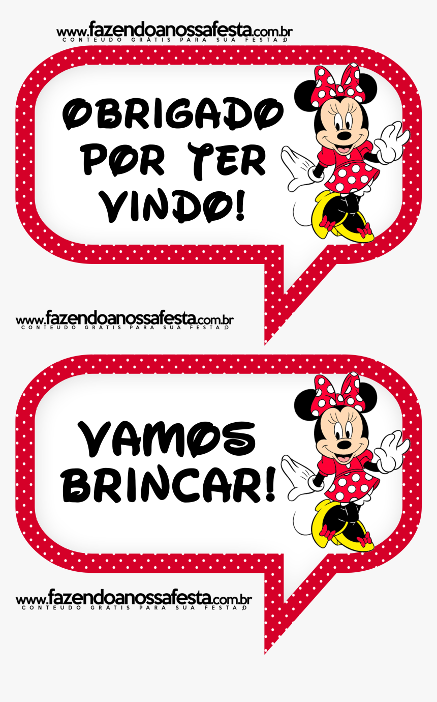 Plaquinhas Divertidas Para Fotos Da Minnie Vermelha - Minnie Mouse, HD Png Download, Free Download