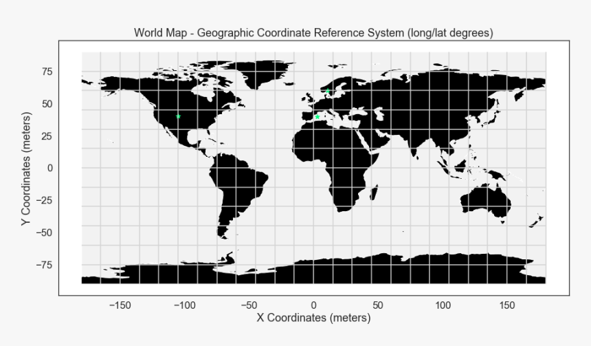 Global Map In Geographic Coordinate Reference System - Black World Map Transparent, HD Png Download, Free Download