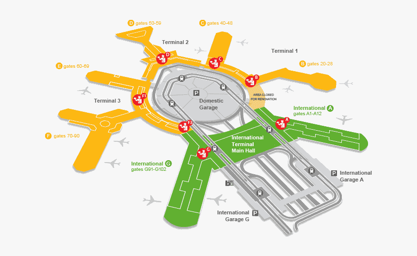 Security Checkpoint Map - Sfo United Airlines Terminal, HD Png Download, Free Download