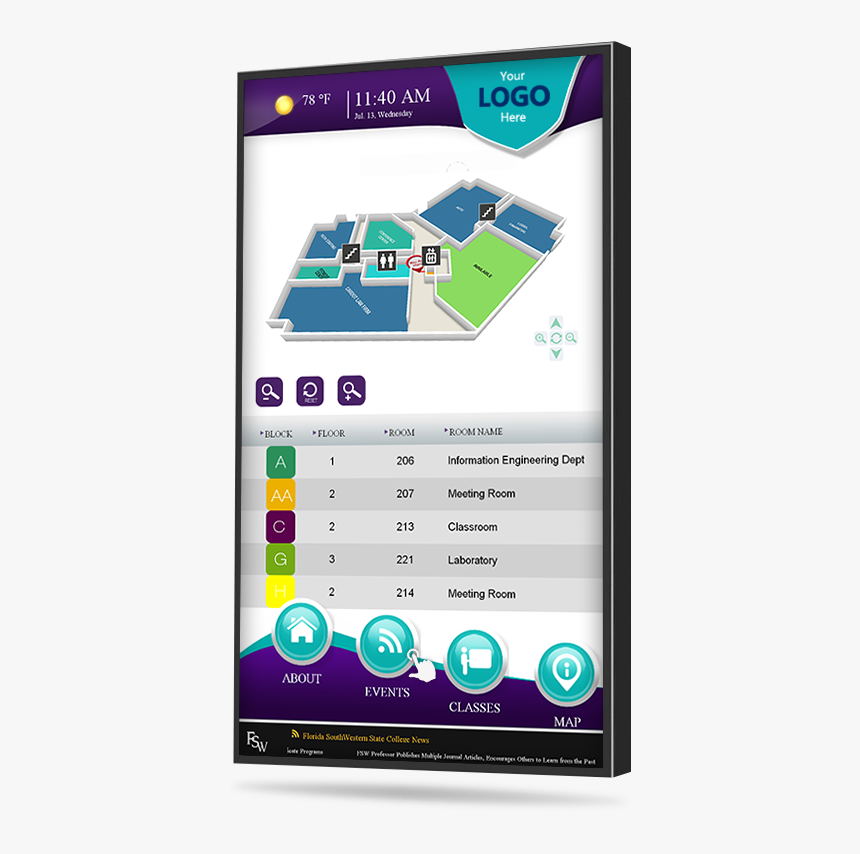 Connect Any Schedule With The Map For Precise Directions - Digital Signage Ui Designs, HD Png Download, Free Download