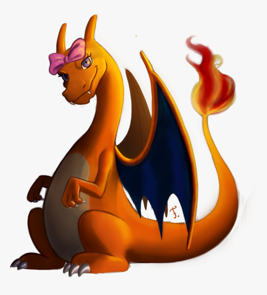 Female Charizard Cute , Png Download - Female Charizard Fan Art, Transparent Png, Free Download