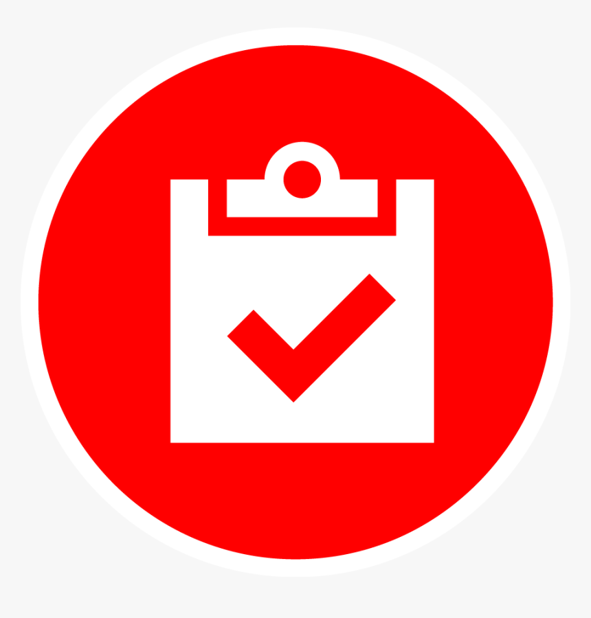 Icon White Red Bkgd Checklist - Icono Circular De Youtube, HD Png Download, Free Download