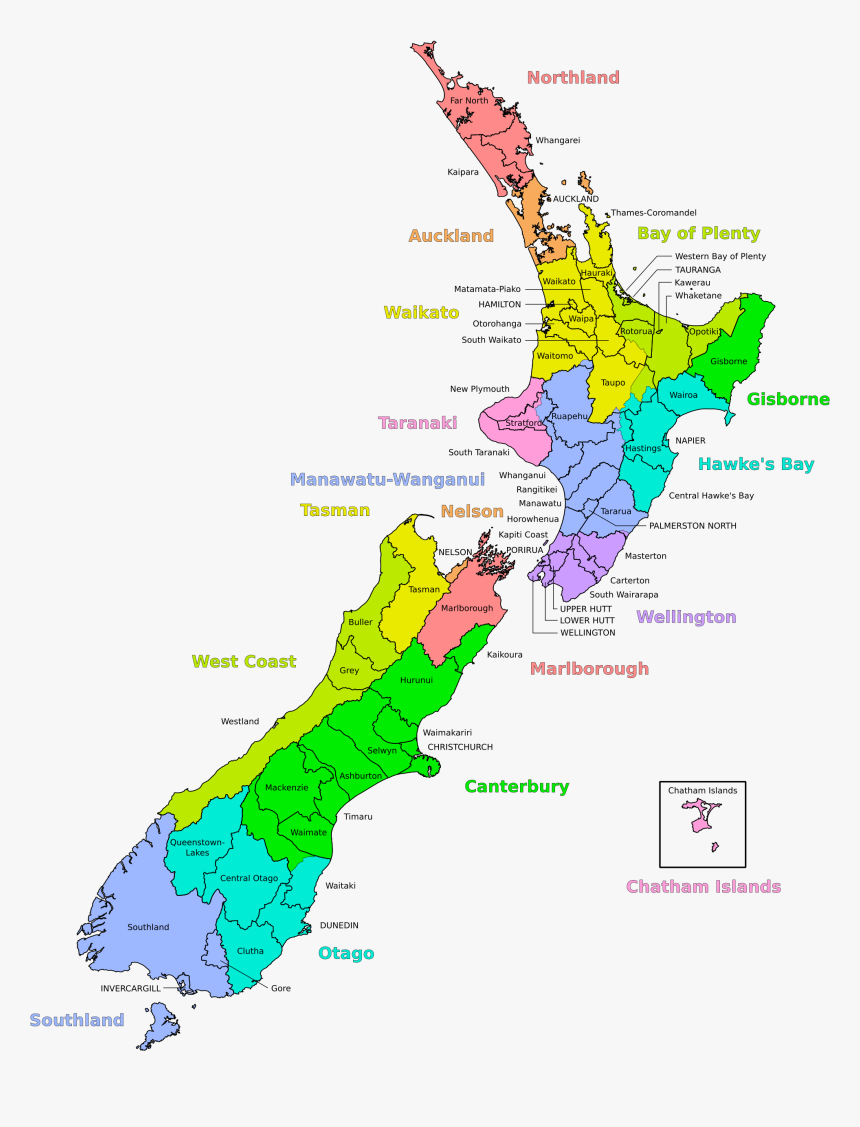 New Zealand Regional Map, HD Png Download, Free Download