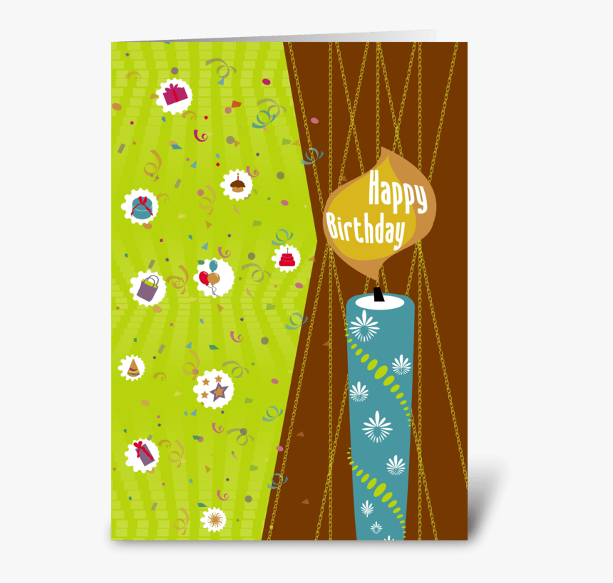 Birthday Candle And Confetti Greeting Card - Illustration, HD Png Download, Free Download