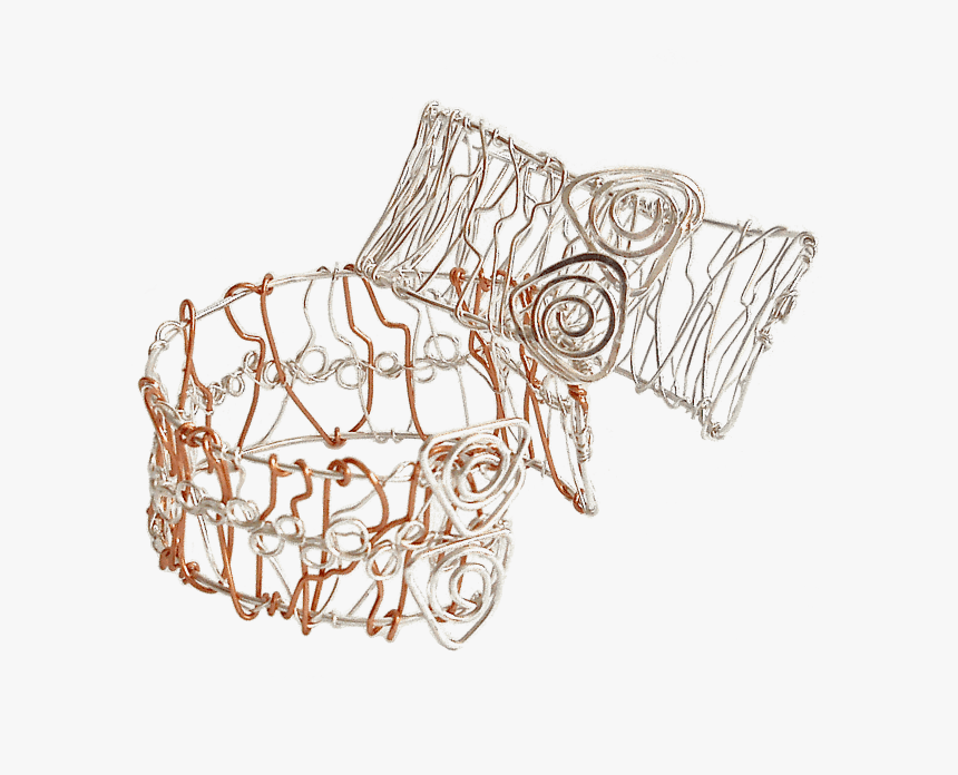 Two Wire Jewellery Bangle Cuffs In Gold And Silver - Sketch, HD Png Download, Free Download