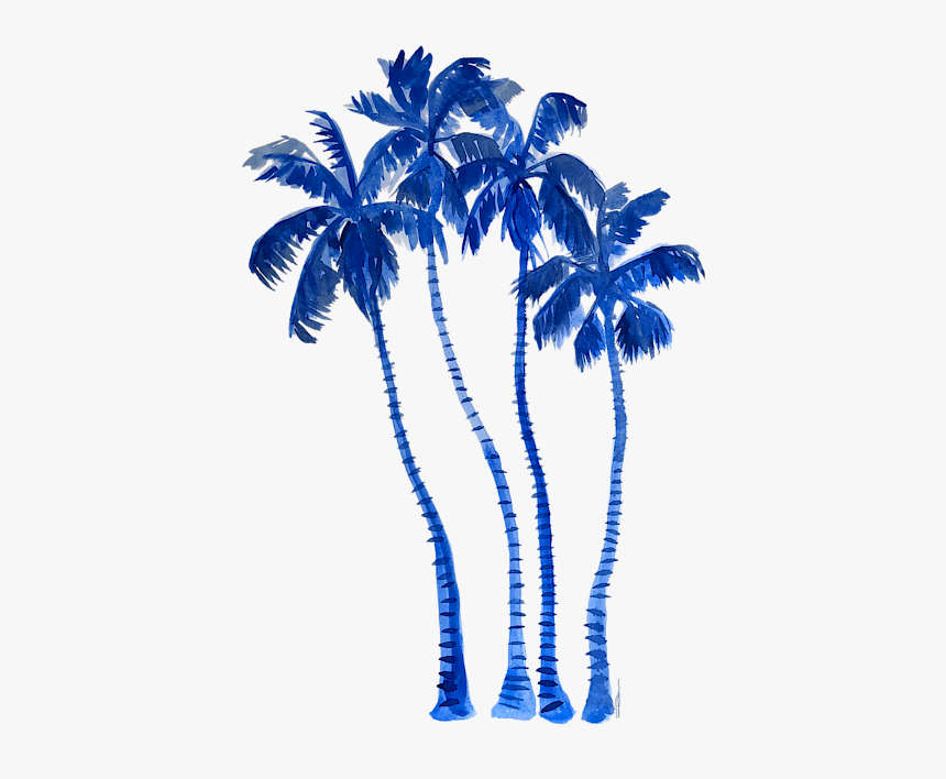 Blue Palm Tree Painting, HD Png Download, Free Download