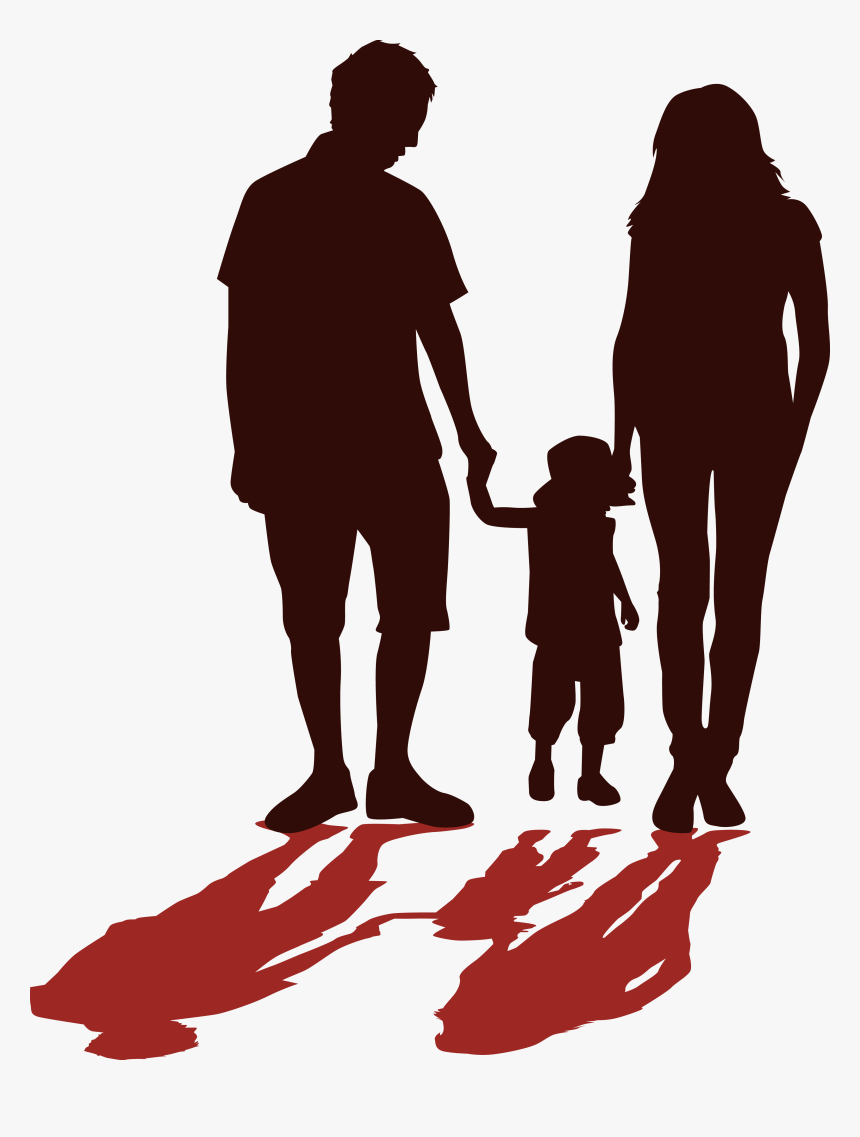 Father Silhouette Family - Three Person Family Silhouette, HD Png Download, Free Download