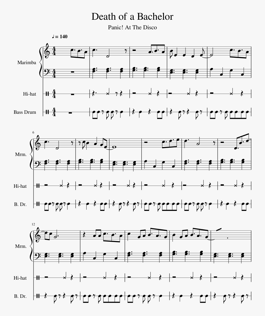 Death Of A Bachelor Sheet Music Piano, HD Png Download, Free Download