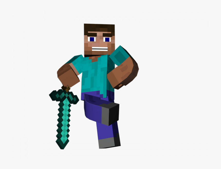 Minecraft Steve With Sword Man Standing Sword Minecraft - Minecraft Character No Background, HD Png Download, Free Download