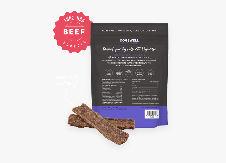 Back Of Dogswell Hip & Joint Beef Jerky Dog Treats - Dogswell, HD Png Download, Free Download