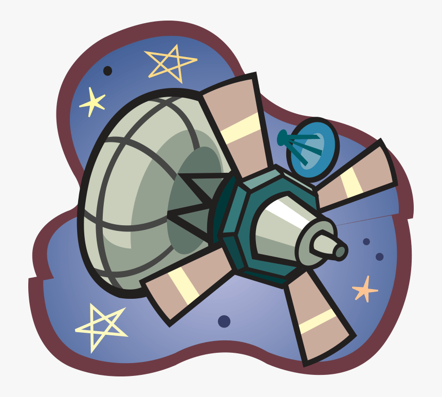 Cartoon Illustration Of Spacecraft With Satellite Attached - Illustration, HD Png Download, Free Download