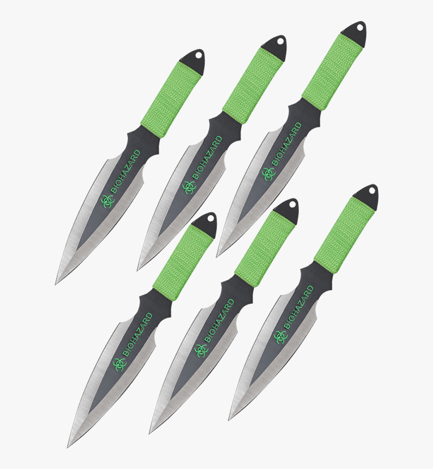 6 Piece Biohazard Two Tone Throwing Knives - Hunting Knife, HD Png Download, Free Download