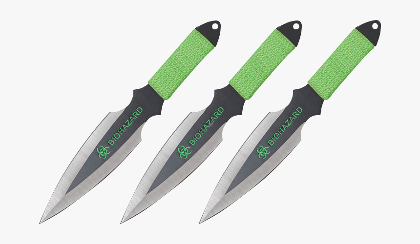 3 Piece Biohazard Two Tone Throwing Knives - Bowie Knife, HD Png Download, Free Download