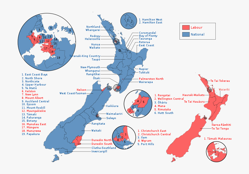 Nz Electorate Map 2017, HD Png Download, Free Download