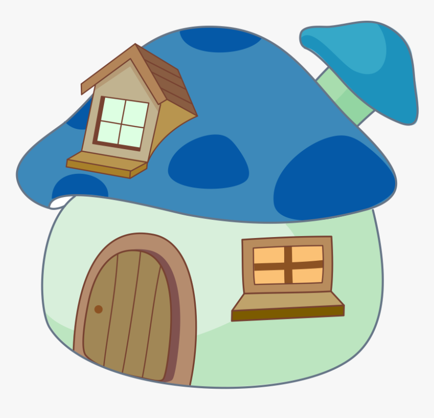 Cartoon Hand Painted Blue Mushroom House Png Download - Mushroom House Cartoon Png, Transparent Png, Free Download