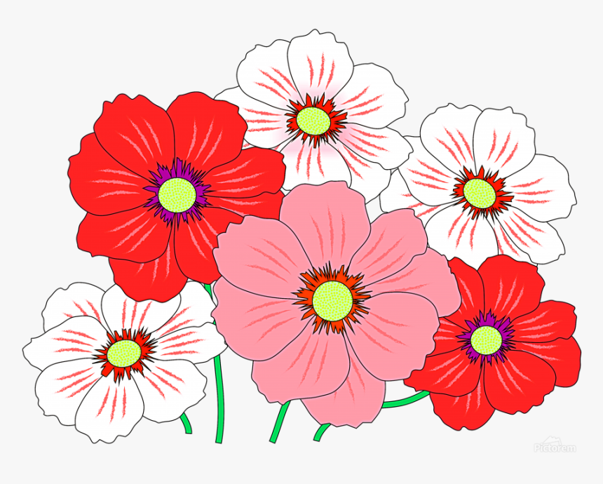 Colorful Flowers 04 Osg Acrylic Print - Pink And White Flowers Clipart, HD Png Download, Free Download