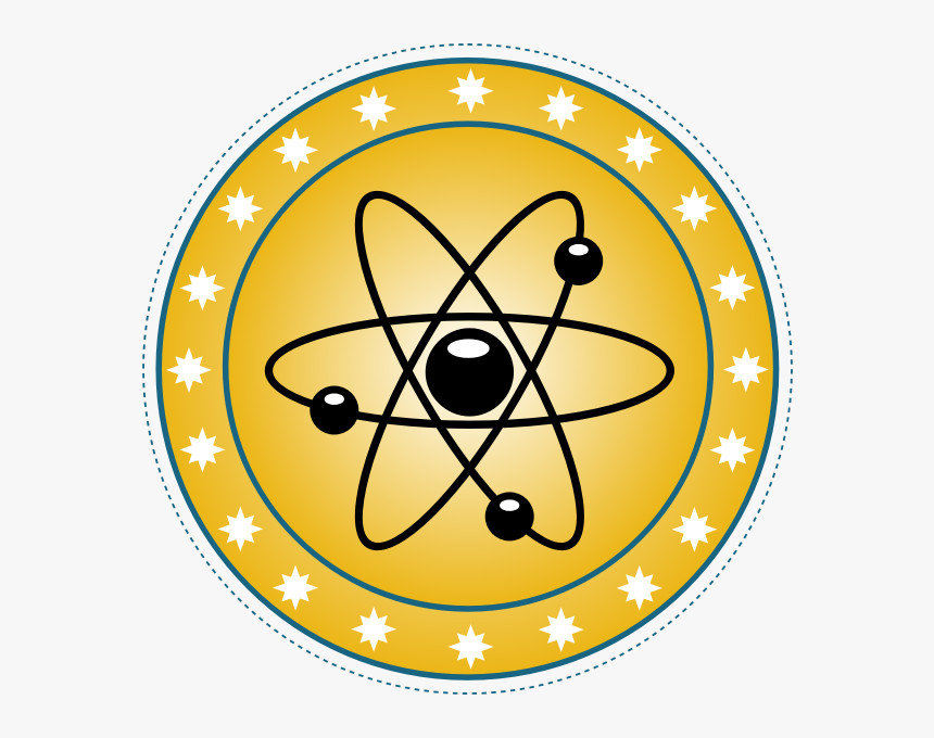 Vector Drawing Of Atomic Badge Set In Gold - Transparent Background Atom Model Clipart, HD Png Download, Free Download