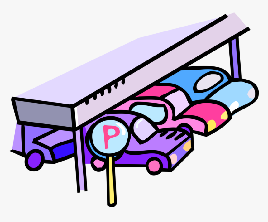 Vector Illustration Of Automobile Motor Vehicles Parked - Car Parking Garage Cartoon, HD Png Download, Free Download