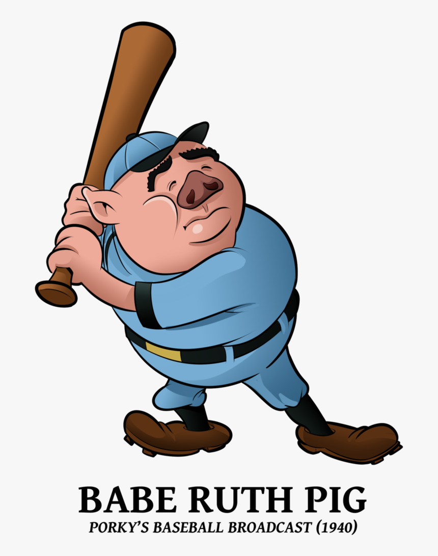 Transparent Kid Playing Baseball Clipart - Babe Ruth Cartoon Png, Png Download, Free Download