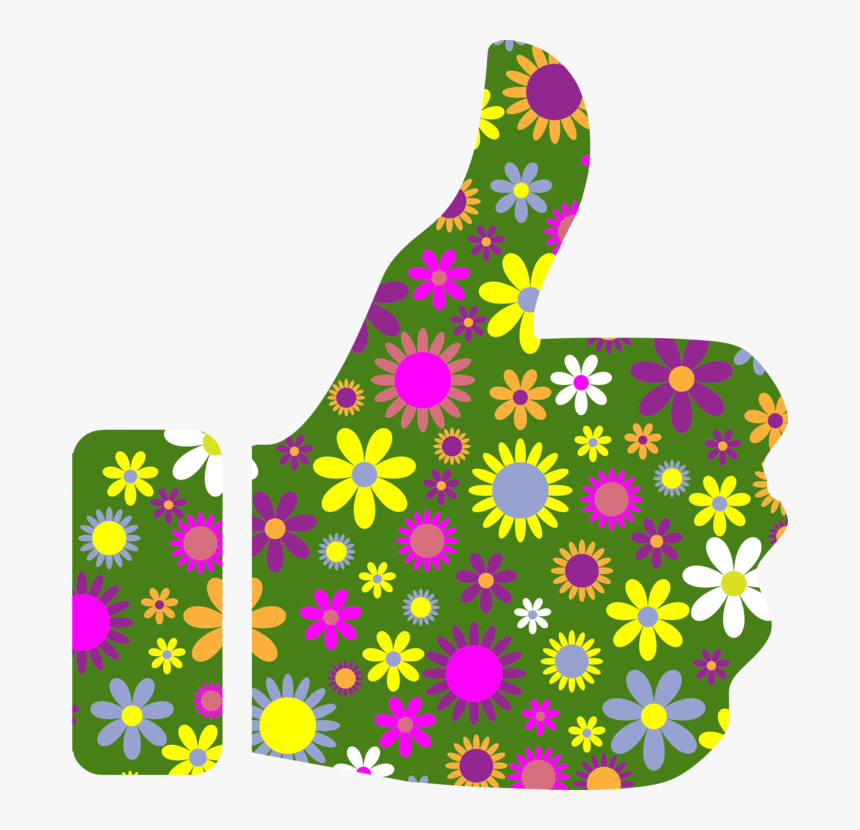 Flora,leaf,flower - Thumbs Up With Flowers, HD Png Download, Free Download