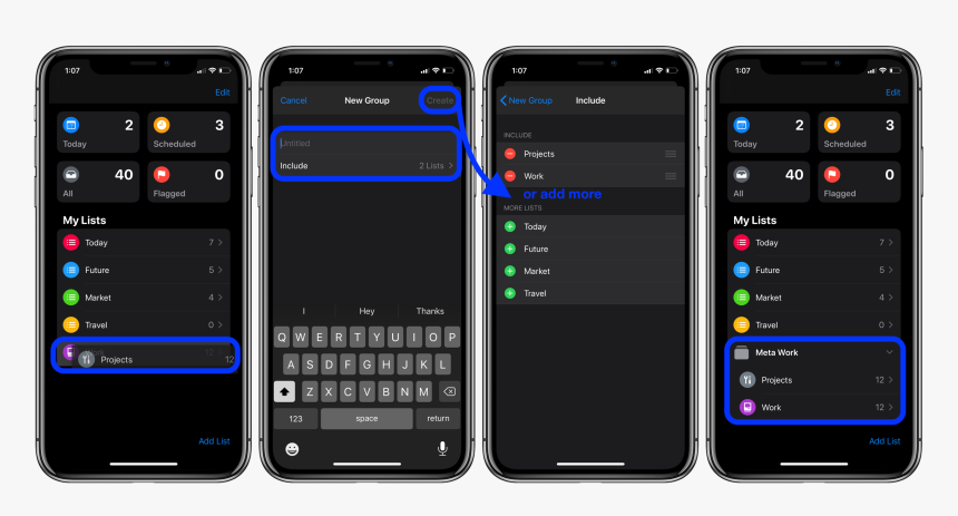 How To Make Sublists Groups Reminders Ios 13 Macos - Ios 11 Type To Siri, HD Png Download, Free Download