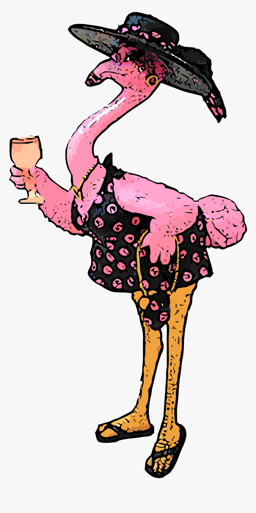 Flamingo Dress Hat Glass Sandals Da Pink Flamingos - Let The Festivities Begin, HD Png Download, Free Download