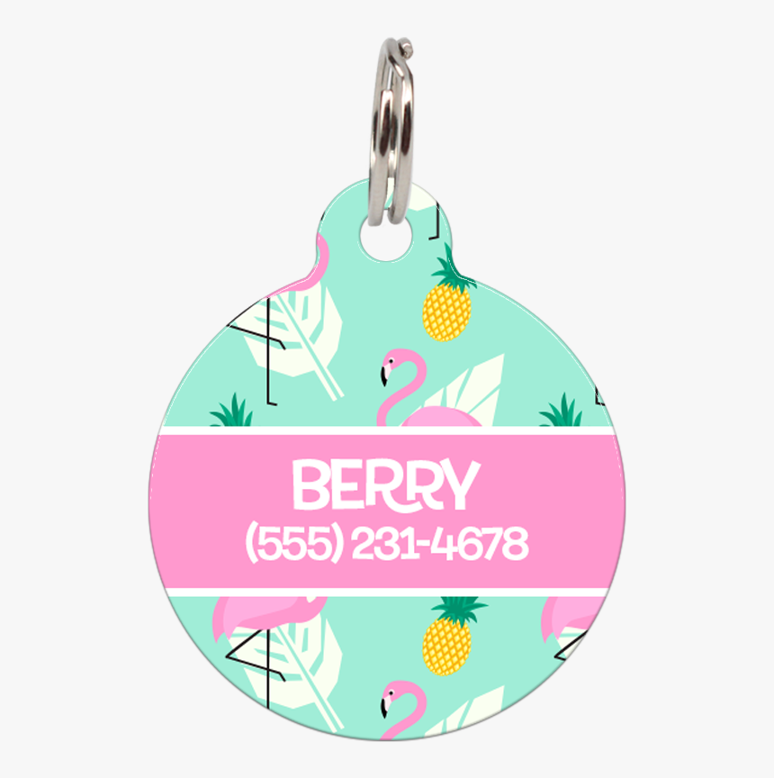 Pink Flamingos Personalized Dog Id Tag For Pets"
 Class="lazyload - Circle, HD Png Download, Free Download