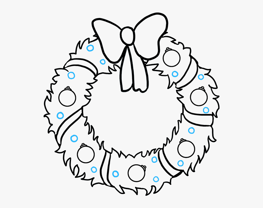 How To Draw A Christmas Wreath - Christmas Wreath Outline, HD Png Download, Free Download