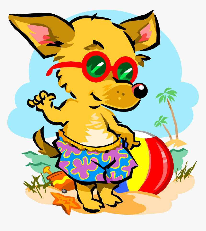 Beach Fox Clip Arts - Dog At Beach Clip Art, HD Png Download, Free Download