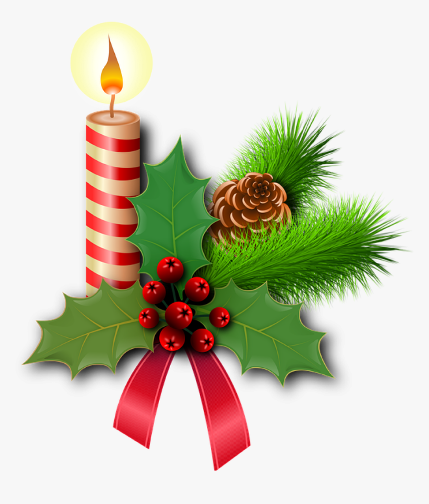 Christmas Holly Picture Christmas Holly Candles Free - ตกแต่ง ค ริ สมาส ต์, HD Png Download, Free Download